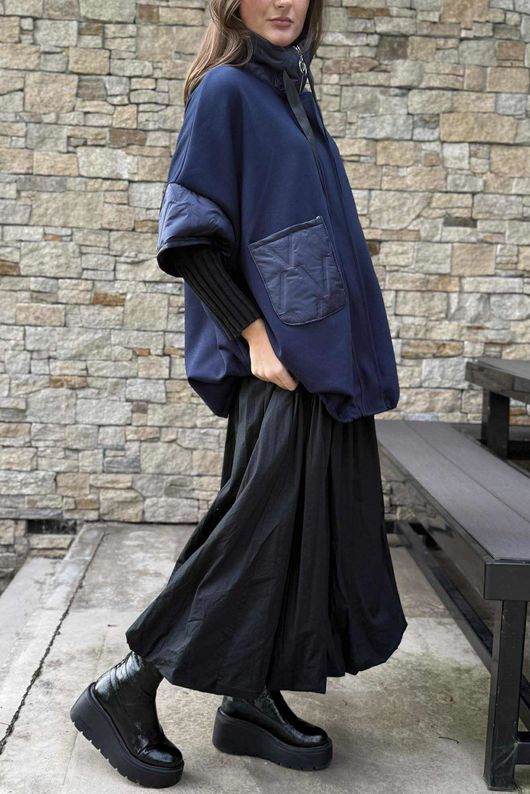 Soft Tech Jersey Puff Jacket Navy